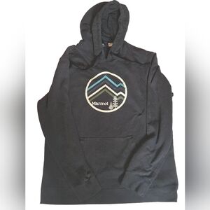Marmot Black and Blue Graphic Hoodie, Men's XL